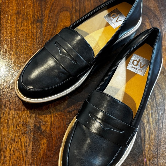 Dolce Vita Black Slip-On Loafers with White Trim - Picture 3 of 5
